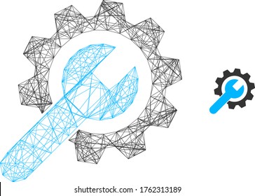 Web net repair service vector icon. Flat 2d carcass created from repair service pictogram. Abstract frame mesh polygonal repair service. Net carcass 2D mesh in vector format, on a white background.