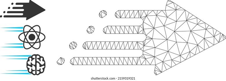 Web net speed process vector icon, and source icons. Flat 2d carcass created from speed process pictogram. Abstract frame mesh polygonal speed process. Net carcass flat mesh in eps vector format,