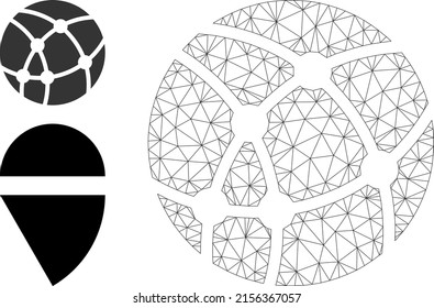 Web net web sphere vector icon, and bonus icons. Flat 2d carcass created from web sphere pictogram. Abstract carcass mesh polygonal web sphere. Net frame flat mesh in eps vector format,