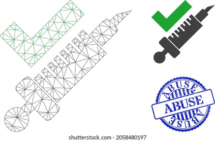 Web-Netz-Impfung Vektorsymbol, und blau rund ABUSE strukturierten Gummidruck. ABUSE-Stempel-Siegel verwendet runde Vorlage und blaue Farbe. Flat 2d Schlachtkörper, der aus dem Impfsymbol erstellt wurde.