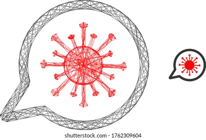 Web net vector icon. Flat 2d carcass created from virus message pictogram. Abstract carcass mesh polygonal virus message. Net carcass flat network in vector format,