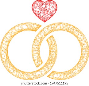 Web net wedding rings vector icon. Flat 2d carcass created from wedding rings pictogram. Abstract frame mesh polygonal wedding rings. Net frame flat mesh in eps vector format, on a white background.