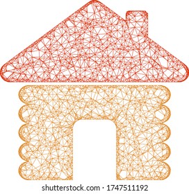 Web net wooden house vector icon. Flat 2d carcass created from wooden house pictogram. Abstract frame mesh polygonal wooden house. Net carcass flat network in eps vector format, on a white background.