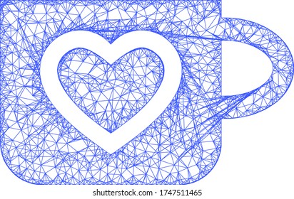 Web network favourite cup vector icon. Flat 2d carcass created from favourite cup pictogram. Abstract carcass mesh polygonal favourite cup. Net carcass flat mesh in vector EPS format,