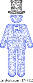 Web network gentleman vector icon. Flat 2d carcass created from gentleman pictogram. Abstract carcass mesh polygonal gentleman. 