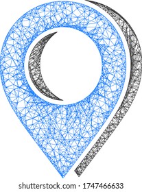 Web network map marker shadow vector icon. Flat 2d carcass created from map marker shadow pictogram. Abstract carcass mesh polygonal map marker shadow. Net carcass flat mesh in eps vector format,
