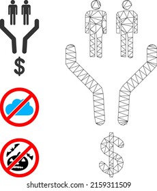 Icono de vector de embudo de ventas de red Web e iconos de origen. Cáscaras planas 2d creadas a partir del pictograma del embudo de ventas. Resumen del embudo de venta poligonal de malla de canal. Red 2D de canal de cables en formato EPS vectorial,