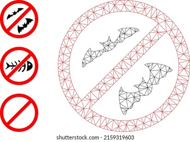 Web network stop bats vector icon, and original icons. Flat 2d carcass created from stop bats pictogram. Abstract carcass mesh polygonal stop bats. Linear carcass flat mesh in eps vector format,