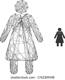Web network vector icon. Flat 2d carcass created from old woman pictogram. Abstract carcass mesh polygonal old woman. Net carcass 2D mesh in eps vector format, on a white background.