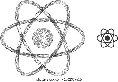 Web network vector icon. Flat 2d carcass created from atom pictogram. Abstract carcass mesh polygonal atom. Linear carcass flat mesh in eps vector format, on a white background.