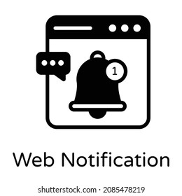 Web notification glyph design icon, editable vector 