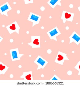 Web notification mail like icons seamless vector pattern pink background