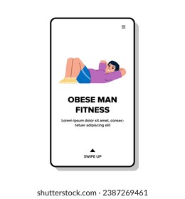 web obese man fitness vector. flat fat, weight overweight, health obesity web obese man fitness web flat cartoon illustration