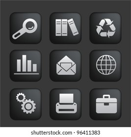 web offce black buttons set, vector