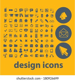 web, oficina, internet, diseño, calendario, presentación, teléfono, biblioteca, libros, maletín, computadora, equipo, chat, lápiz, impresora, lugar de trabajo, ilustraciones de tiempo, iconos, signos, conjunto de vector de concepto
