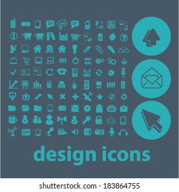 web, office, internet, design, calendar, presentation, phone, library, books, briefcase, computer, team, chat, pencil, printer, workplace, time illustrations, icons, signs, concept vector set