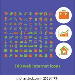 web, escritório, internet, design, calendário, apresentação, telefone, biblioteca, livros, pasta, computador, equipe, bate-papo, lápis, impressora, local de trabalho, ilustrações de tempo, ícones, sinais, conceito vetor conjunto
