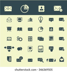 web, office, internet, infographics, calendar, presentation, phone, library, books, briefcase, computer, team, chat, pencil, printer, design, time, website, icons, signs, concept vector set