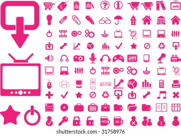 web, office, internet,calendar, presentation, phone, library, books, briefcase, computer, team, chat, pencil, printer, workplace, time illustrations, icons, signs, concept vector set
