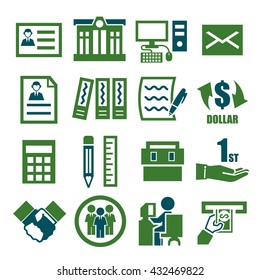 web office, supplies, company icon set
