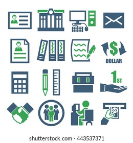 web office, supplies, company icon set