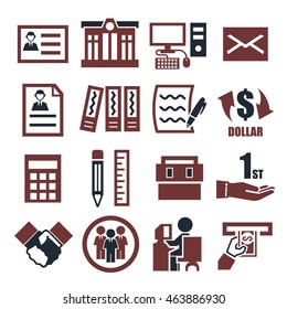 web office, supplies, company icon set