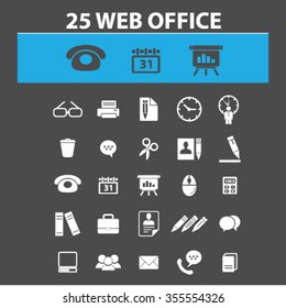 web office, supplies, freelance icons, signs vector concept set for infographics, mobile, website, application
