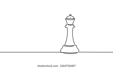 Web One line chess king silhouette drawing. Continuous line sketch play strategy game graphic object element business concept. Simple outline vector illustration