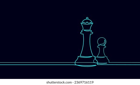 Web One line chess king silhouette drawing. Continuous line sketch play strategy game graphic object element business concept. Simple outline vector illustration