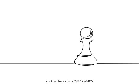 Web One line chess pawn silhouette drawing. Continuous line sketch play strategy game graphic object element business concept. Simple outline vector illustration