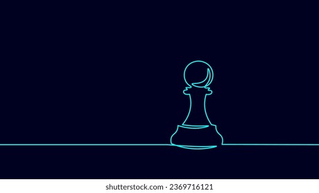 Web One line chess pawn silhouette drawing. Continuous line sketch play strategy game graphic object element business concept. Simple outline vector illustration