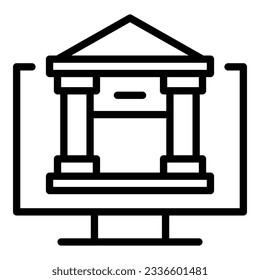 Vector de esquema de icono de banca en línea web. Cartera móvil. Transacción de aplicaciones