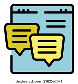 Web online chat icon outline vector. Kol opinion. Social media color flat