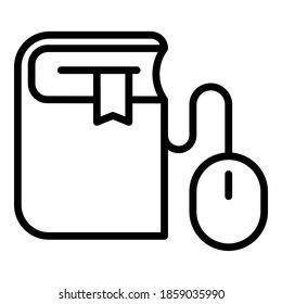 Icono de aprendizaje en línea en la Web. Esquema de icono de vector de aprendizaje en línea para el diseño web aislado en fondo blanco