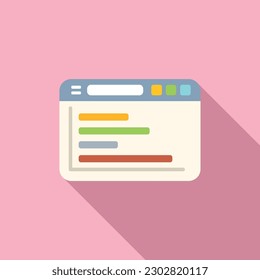 Vector plano de icono de informe en línea Web. Documento comercial. Datos del gráfico