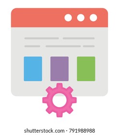 Web operation management. Repair of web-based applications and systems, flat vector icon 
