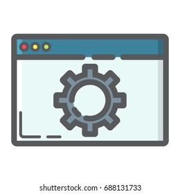 Web optimization filled outline icon, seo and development, browser sign vector graphics, a colorful line pattern on a white background, eps 10.