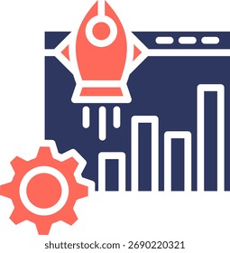 Ilustração do vetor de cor do glifo do ícone de otimização da Web