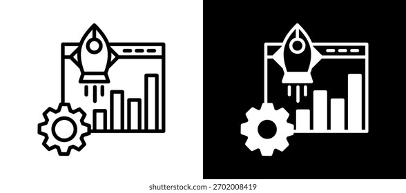 Ícone de otimização da Web branco Ilustração de vetor em preto