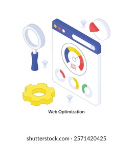 Web Optimization isometric Colored illustration. EPS File stock illustration