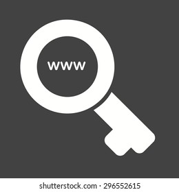 Web optimization, magnifier, key, internet icon vector image. Can also be used for seo, digital marketing, technology. Suitable for use on web apps, mobile apps and print media.