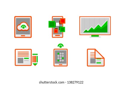 Web orange minimal light icon set