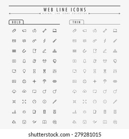 web outline icons on bold and thin line concept vector