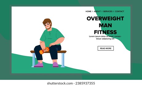 web overweight man fitness vector. flat health, lifestyle healthy, sport diet web overweight man fitness web flat cartoon illustration