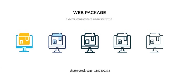 web package icon in different style vector illustration. two colored and black web package vector icons designed in filled, outline, line and stroke style can be used for web, mobile, ui