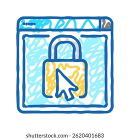 Vector de dibujo de icono de doodle de candado de Web. signo de candado de Web. ilustración de símbolo aislado
