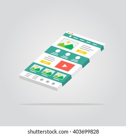 Web page 3D isolated vector illustration. Web design technology 3D creative concept. Website interface isometric graphic design.
