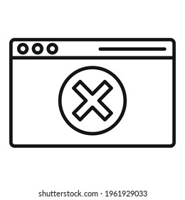 Icono de acceso denegado a página Web. Esquema acceso a página web denegado icono vectorial para diseño web aislado en fondo blanco