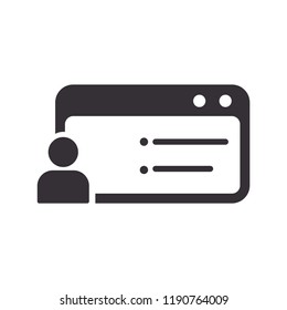 Web page with admin / user icon