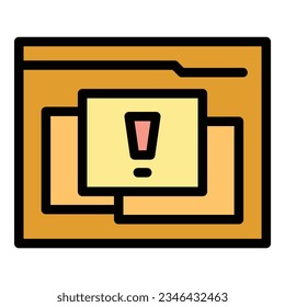vector de contorno de icono de alerta de página Web. Datos de Antivirus. Color de contraseña seguro plano